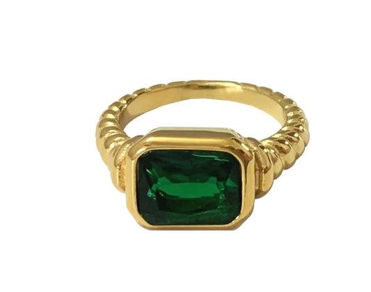 Emerald Chunky Statement Ring