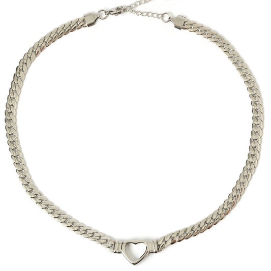 Silver Heart Choker